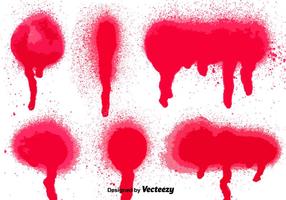 Set Of 6 Red Spray Paint Splatters vector