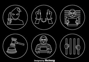 Criminal Outline Icons Vector