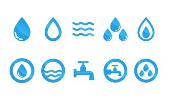 Icono de agua plana conjunto de vectores