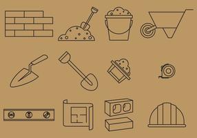 Bricklayer Line Icons vector