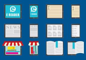 E Reader color icons vector