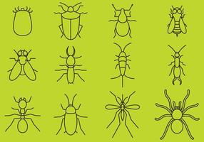 Bugs Line Icons vector