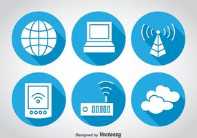 Internet Blue Circle Icons vector