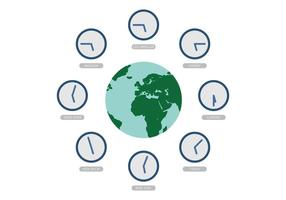 Mundo del vector con los relojes de la zona horaria