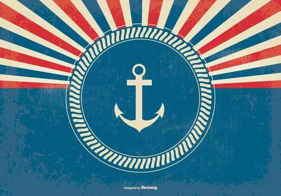 Nautical Style Retro Sunburst Background