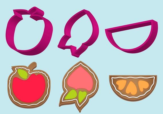 Cookie Cutter Fruit Vector Set