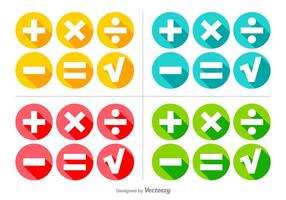 Vector Colorful Math Symbols Buttons Set