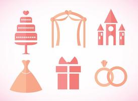 Wedding Pink Icons vector