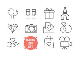 Iconos De Línea Delgada De La Boda vector