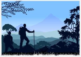 Mountaineering and Traveling Vector Illustration