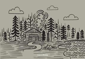 Hand Drawn Forest Cabin Vector 