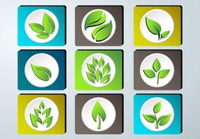 Set of green leaves design icon set vector