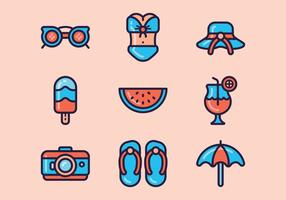 Conjunto de iconos de día de playa vector