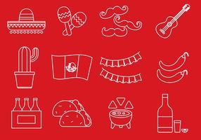 Cinco De Mayo Line Icons vector