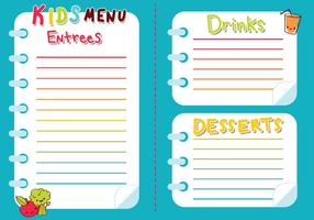 Kids Menu Vector