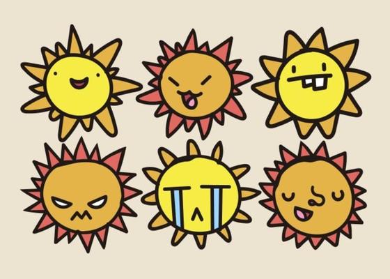 Cartoon Suns Vector Set