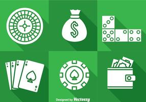 Casino Long Shaow Icons vector