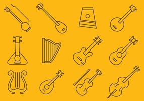 Iconos de instrumentos con cuerdas vector