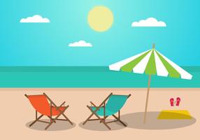 Flat Summer Landscape With Deck Chairs vector