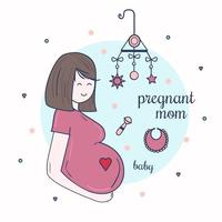 Happy Pregnant Mom Vector