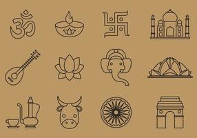 India Iconos De Línea vector