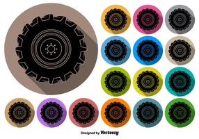 Vector Botones De Negro Tractor Tire Icono