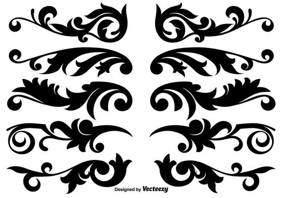 Scroll Works Design, Ornamental Decorative Vector Elements