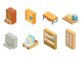 Free Isometric File Cabinet and Storage Vector