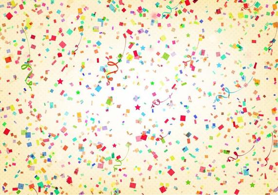Vector Aniversario Background With Streamer And Confetti
