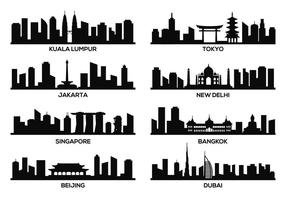 Asia Famous Landmark Vector