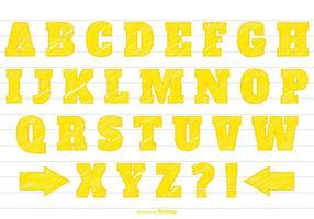 Conjunto de alfabeto amarillo garabato vector