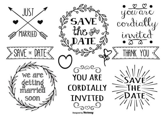 Cute Hand Drawn Style Marriage Labels