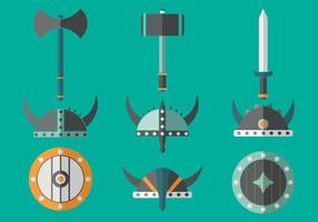 Viking Barbarian Flat iconos vector