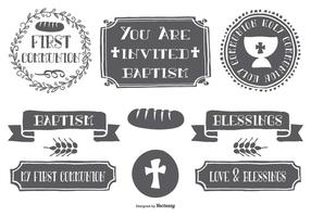 Hand Drawn First Communion Elements vector