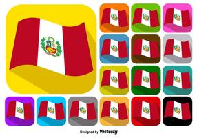 Vector Set Of Buttons Of Peru Flag