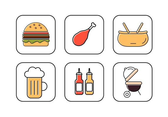 Vector Set of Icons for Family Picnic