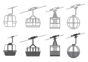 Cable car icons vector