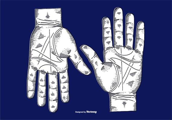 VECTOR ETCHED HANDS - LINE DRAWING
