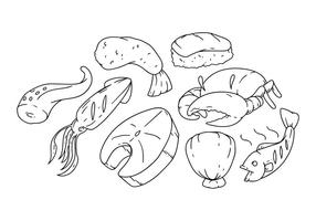 Free Hand Drawing Seafood Icon Vector