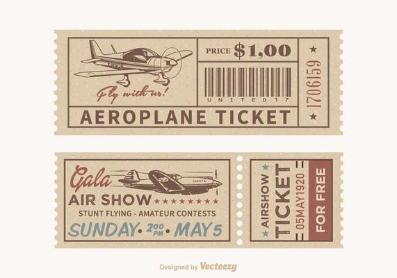Vector Retro Airplane Tickets