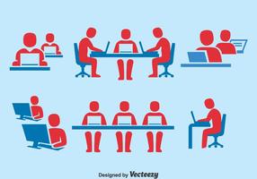 People Working Together Icons Set vector