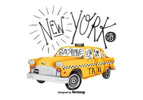 Free New York Taxi Watercolor Vector