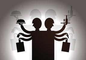 Free Waiter Shadow Puppet Vector Illustration