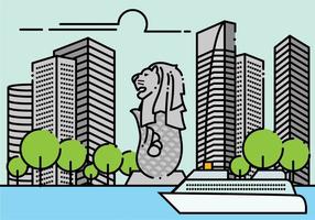 Minimalista Merlion Singapur Paisaje vector