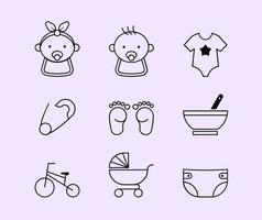 Baby Line Icons vector