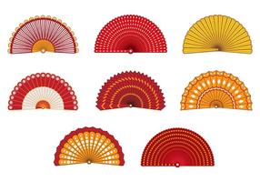 Set Of Colorful Spanish Fan Vector