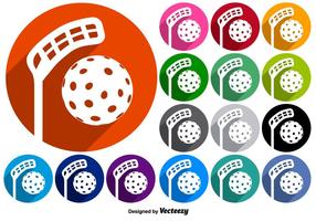 Vector Conjunto De Botones Con Floorball Iconos