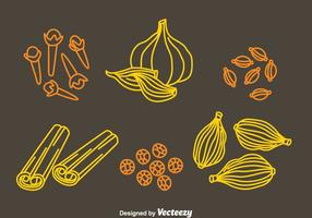 Herbs And Spices Hand Draw Icons Vector