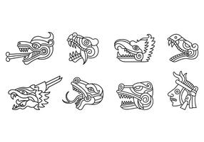 Set Of Quetzalcoatl Symbol Vector