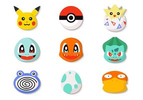 Iconos gratis de Pokemon y Pokeball Vector